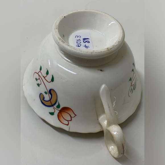 19th Century Antique Gaudy Welsh Crest Pattern Teacup & Saucer Set - Picture 10 of 16